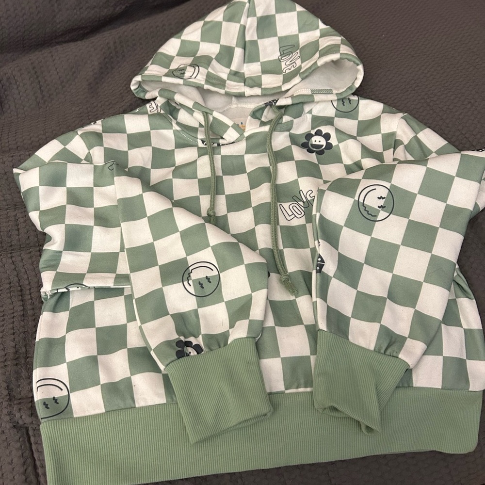 Green Checkered Kids Hoodie